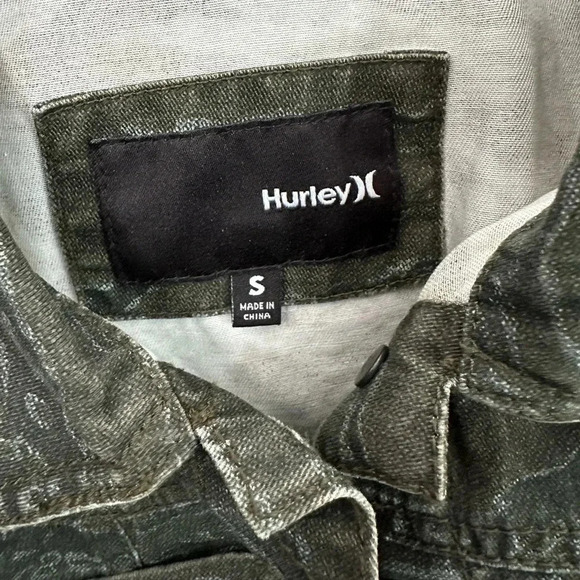 Hurley | Camouflage Camo Denim Printed Button Down Jacket Size S Small - Picture 4 of 10